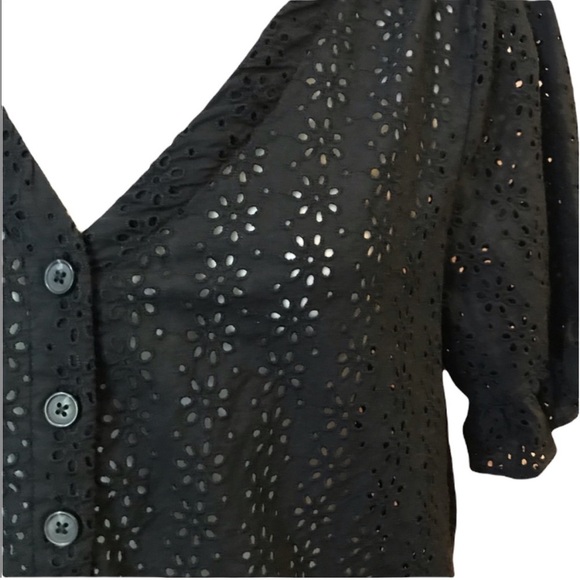 Madewell Black Village Eyelet Ruffle Sleeve Blouse - Picture 10 of 11